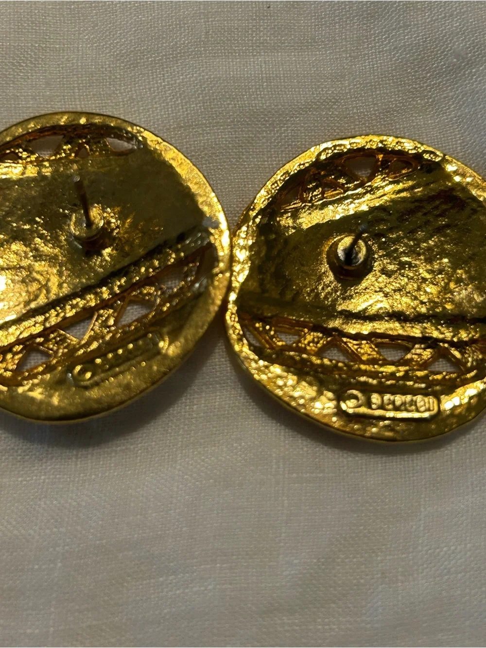 Vintage Bernie -Inspired Gold Multicolor Enamel Round Earrings
